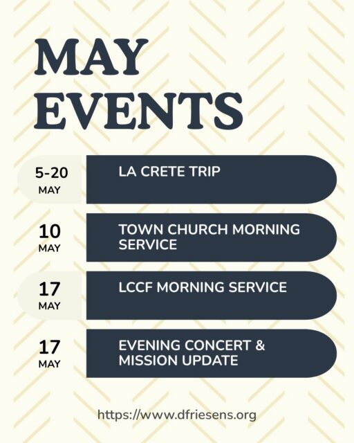 Wondering where to find us this month? 
Here is a list of upcoming events, please note that all of the events listed on the image above are in La Crete Alberta! 

The poster for the event on May 17th can be found on the second image, if you are in La Crete you should come! We’d love to see you there! 

#dfriesensmusic #multinational1985