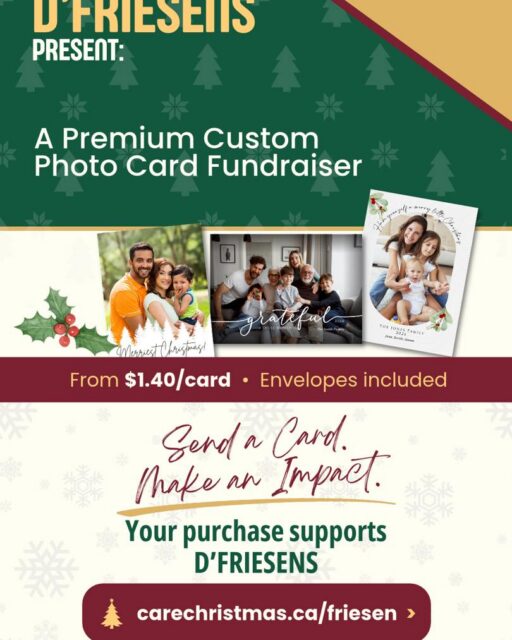We are partnering with CareImpact in a special Christmas card fundraiser! For every order made, a portion of the sales will go to support D’Friesens in Low German ministry. Visit dfriesens.org/cards to learn more!